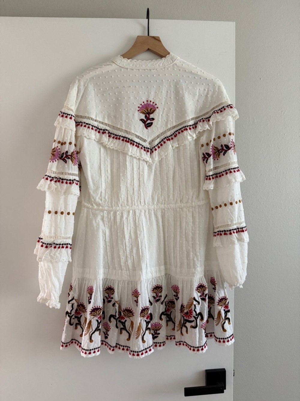 Farm Rio White Embroidered Horses Ruffle Mini Dress - Picture 6 of 6